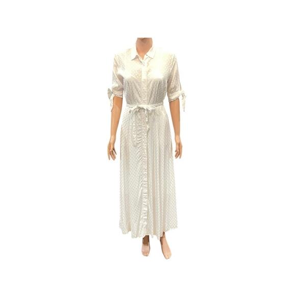 Calvin Klein White Maxi Button Down Size 2 - Picture 1 of 7